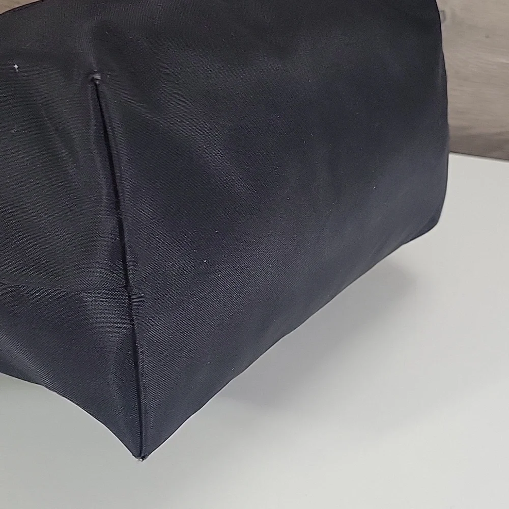 Longchamp Lepliage Black Tote Bag with Brown Leather Trim